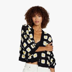 Volcom Women's Daised Daze Shrug Sweater Cardigan Black White One Size